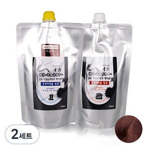 뉴겐 금송 이카 보쿠쥬우 오징어먹물 염색제 1제 500ml + 2제 500ml, 마호가니, 2세트