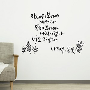 디자인엠 풀꽃 캘리그라피 스티커, 블랙