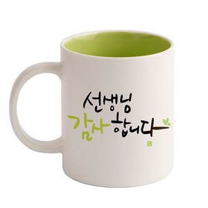 디자인아지트 캘리그라피 감사 기성 머그컵, 선생님(그린), 1개