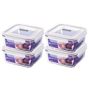 글라스락 퍼플 에디션 정사각 밀폐용기, 1.2L, 4개