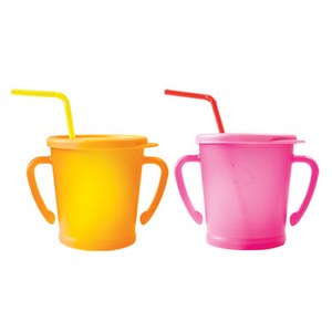 아가프라 매직 빨대컵, 300ml, 오렌지 + 핑크, 2개