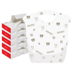 키니비니 일회용 아기 방수 이유식 턱받이 12p, 혼합색상, 12매, 5개