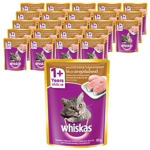 위스카스 고양이 주식 파우치 닭고기와 참치, 85g, 24개