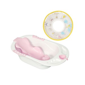 아가드 베이비 칼라욕조 연핑크 + 샴푸모자 투명 노랑