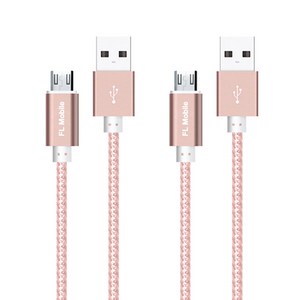 포엘지 Mobile 마이크로 5핀 메탈 데이터케이블 2m, 핑크, 2개입