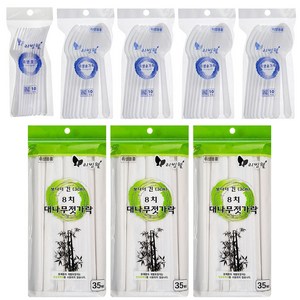 리빙웰 고급형 일회용 젓가락 35p x 3개 + 포크 10p + 숟가락 10p x 4개