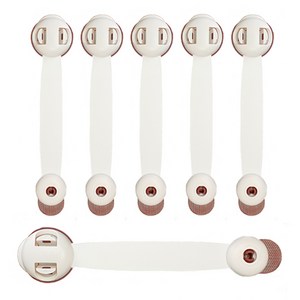 꼬사 듀얼 버튼 서랍 안전잠금장치, 브라운, 6개