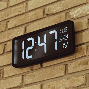 orient 빅 디짓 화이트 LED 벽 탁상 겸용 디지털시계 OT874, 블랙