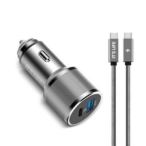 이츠라이프 놀리토 QC3.0 + PD 36W 차량용 고속충전기 + gen1 C to C PD 고속충전케이블 60W 1.2m