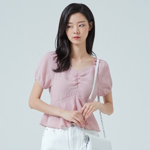 미쏘 가슴 셔링 볼륨소매 페미닌 블라우스