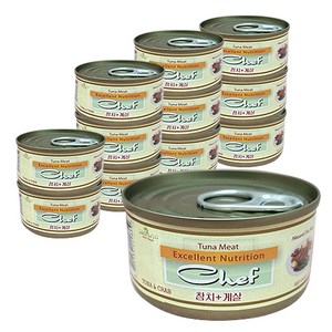 쉐프 고양이캔 참치, 참치 + 게살 혼합맛, 12개