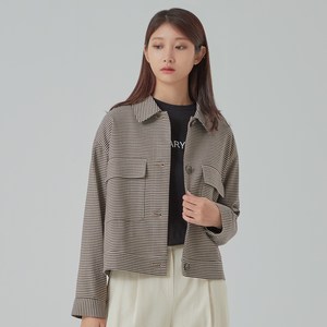 미쏘 여성용 체크 숏 트러커 재킷