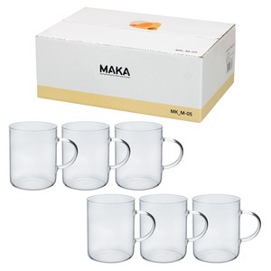 MAKA 손잡이 내열 유리컵 300ml M05, 6개