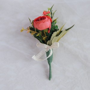 릴리드레스 부토니에 셀프웨딩 조화 장식 LFBT08, 코랄 레드