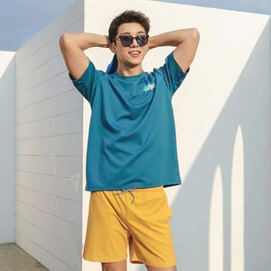 튜브트리 남성용 반팔 래쉬가드 + 비치팬츠 세트 AE6218