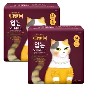 시크릿데이 입는 오버나이트 생리대, 중형, 4개입, 2개