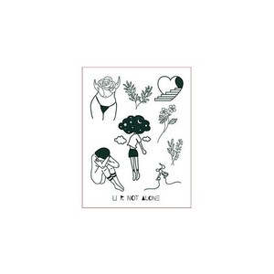치카로카 유니크 디자인 미니 타투 스티커, S3 U R Not Alone, 1개