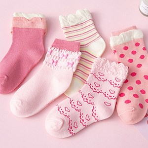 제이셀 여아용 핑크핑크도트 양말 5켤레 세트 A65