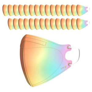 어린숨 엣지 레인보우 컬러마스크 중형 새부리형, 30개입, 1개