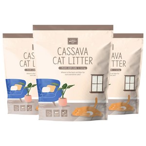 코코마켓 응고형 카사바 고양이 모래, 3.2kg, 3개