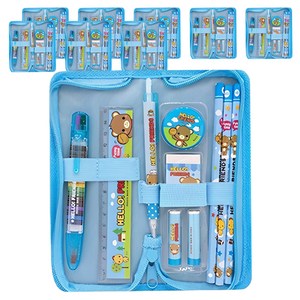 미소로 4000 지퍼케이스 문구세트, 블루, 9세트