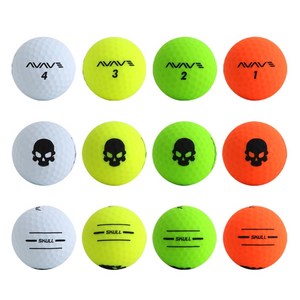 어베이브 스컬에디션 로고 컬러 무광 골프공 2피스 42.6mm 4종 x 3p 세트, 화이트, 옐로우, 그린, 오렌지, 1세트