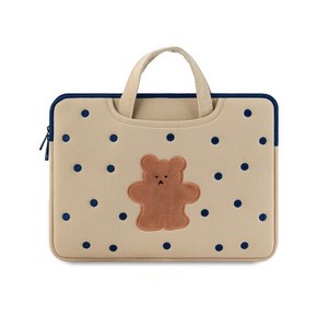 가온누리 오늘누리 곰땡땡 태블릿 노트북 겸용 토트 파우치, 베이지