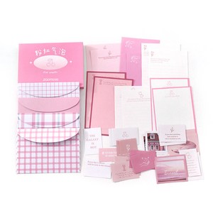 솔룸 컬러 편지지 봉투 카드 스티커 세트, 1세트, 핑크