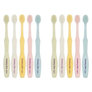 컨트리세이브 유아용 친환경 칫솔 2단계 4세~12세 5종 세트, 2세트, 화이트, 핑크, 옐로우, 그린, 블루, 5개