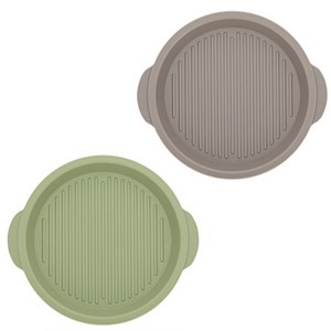 플레이팅 렌지용 원형 접시 세트, 접시 2종, 올리브그린 + 애쉬..., 1세트