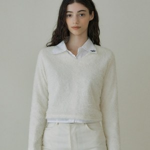 리올그 여성용 DRO V NECK BOUCLE FUZZY KNIT