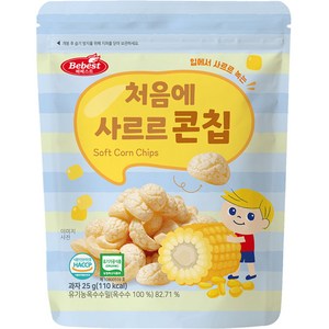 베베스트 유아용 처음에 사르르 옥수수 콘칩 과자, 옥수수맛, 25g, 1개