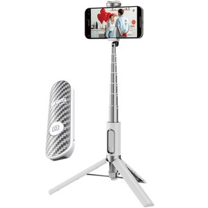 셀루미 스마트 웨어러블 퀵 쉐어링 휴대폰 셀카봉 삼각대 화이트 + 실버 100cm