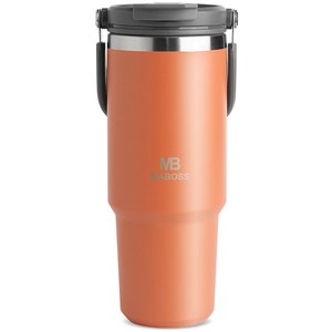 마보스 플립 핸들 이중진공 대용량 텀블러 M-8828, 오렌지, 900ml