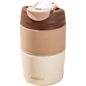 바블로브 파스텔 보온보냉 빨대 진공 텀블러, 초코브라운, 400ml