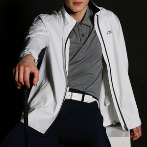 커터앤벅 남성용 골프 배색 방수 바람막이 점퍼, 095, 화이트, 1개