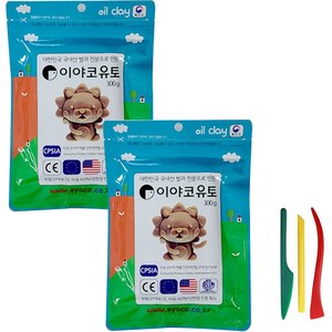 이야코 소프트 유토 300g x 2p + 주걱칼 3종 세트, 1세트, 혼합색상