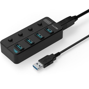 넥스트유 USB3.2 GEN2 4포트 개별전원 버튼 USB 무전원 허브 NEXT-813U3NP-10G, 혼합색상