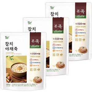 본죽 Healthy 참치 야채죽, 330g, 3개