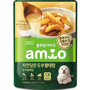 풀무원아미오 생후3개월~전연령용 자연담은 두부황태탕 강아지 사료, 생선, 80g, 3개