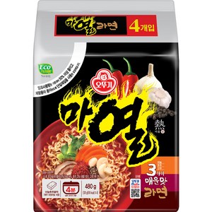 오뚜기 마열라면 120g, 4개, (1팩)