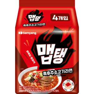 삼양식품 맵탱 흑후추소고기라면 멀티 110g, 4개