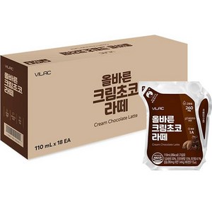 비락 유아용 올바른 크림초코 라떼 110ml, 18개, 초코맛