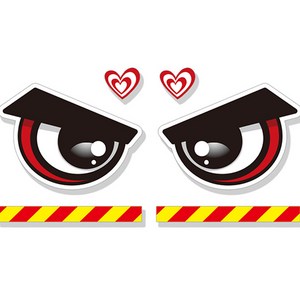 제제데코 차량 졸음방지 잠깨우는 왕눈이 반사판 눈 스티커 대형 27~28cm, 앵그리 B006, 1세트