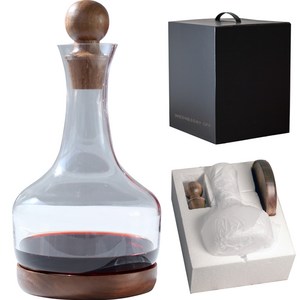 수요연차 고급 원목 + 크리스탈 와인 디캔터 1500ml 선물포장 세트