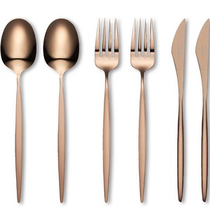 달퍼 코스모스 양식 2인 커트러리 세트, 로즈골드, 디너스푼 2p + ..., 1세트