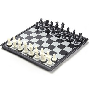 휴대용 미니 체스 세트 25cm, 블랙 + 화이트