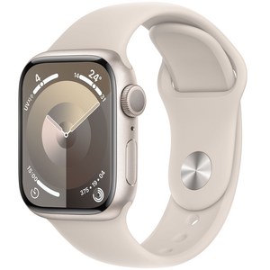 Apple 애플워치 9 GPS, 41mm, 스타라이트 / 스타라이트 스포츠 밴드, S/M