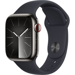 Apple 애플워치 9 GPS+Cellular, 41mm, 스테인리스, 그래파이트 / 미드나이트 스포츠 밴드, S/M