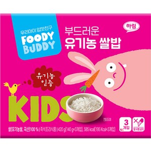 푸디버디 부드러운 유기농 쌀밥 3p, 140g, 3개